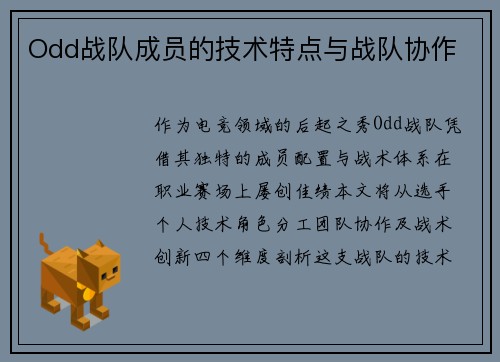Odd战队成员的技术特点与战队协作